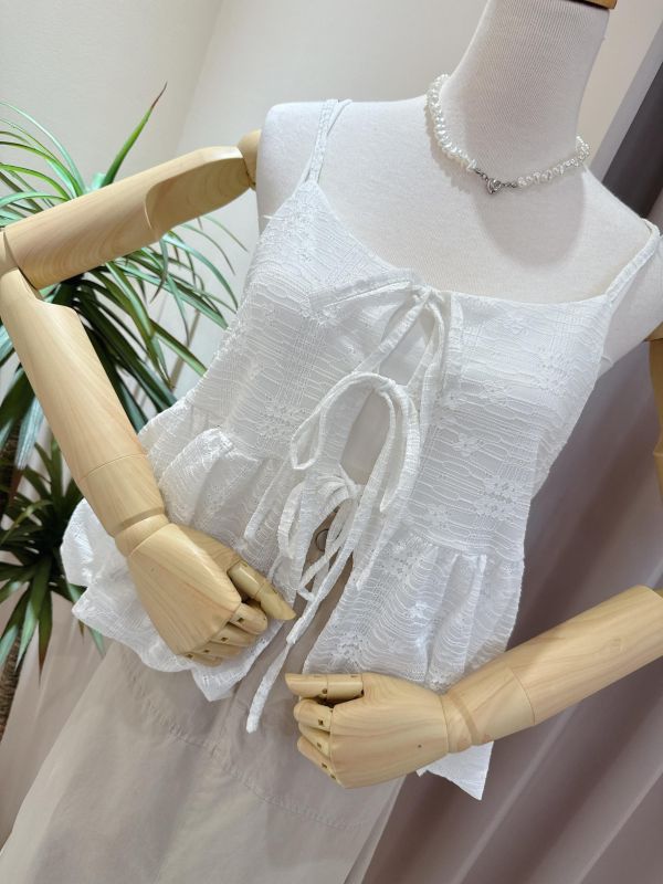 花苞下擺綁帶細肩帶背心 花苞下擺綁帶細肩帶背心