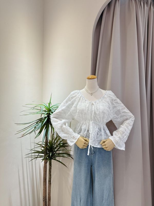 羽毛雙綁帶罩衫 羽毛雙綁帶罩衫