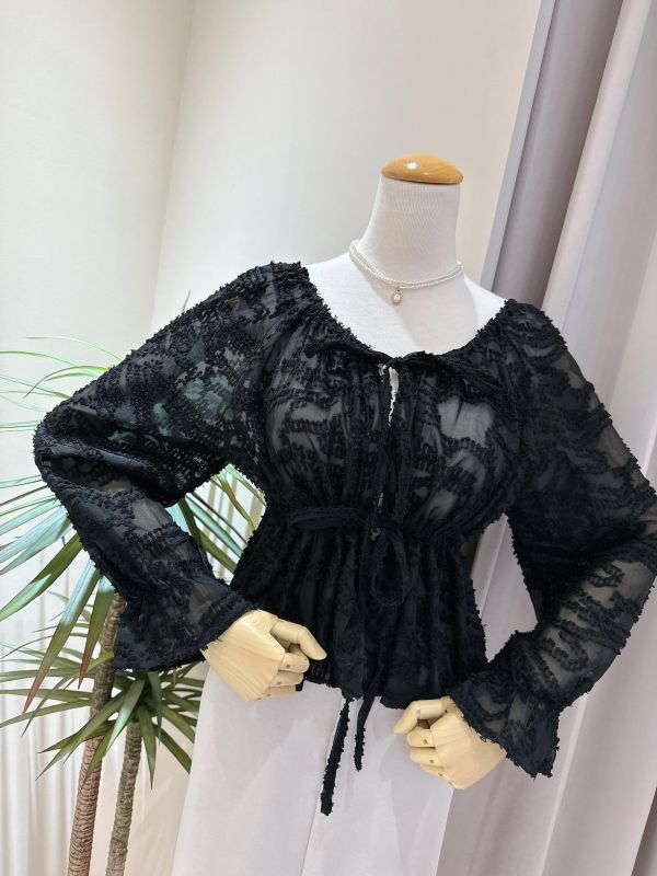 羽毛雙綁帶罩衫 羽毛雙綁帶罩衫