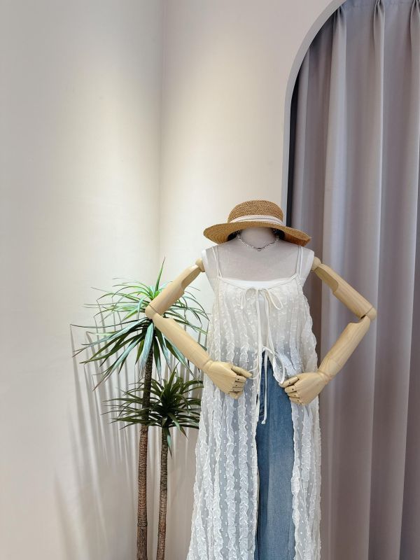 質感羽毛長版背心罩衫 質感羽毛長版背心罩衫