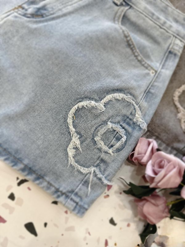 立體小花牛仔短褲 立體小花牛仔短褲