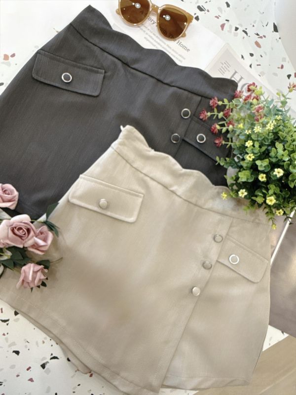 波浪滾邊高腰排釦A字裙 波浪滾邊高腰排釦A字裙