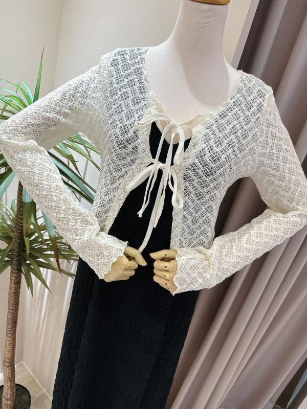 蕾絲雕花綁帶罩衫外套 蕾絲雕花綁帶罩衫外套