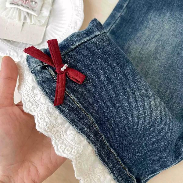 蕾絲蝴蝶結牛仔褲 蕾絲蝴蝶結牛仔褲