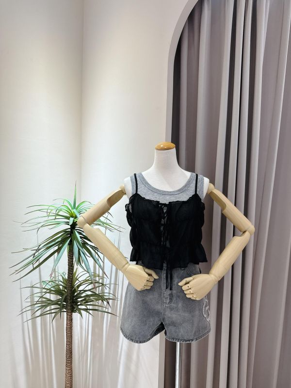 立體小花牛仔短褲 立體小花牛仔短褲