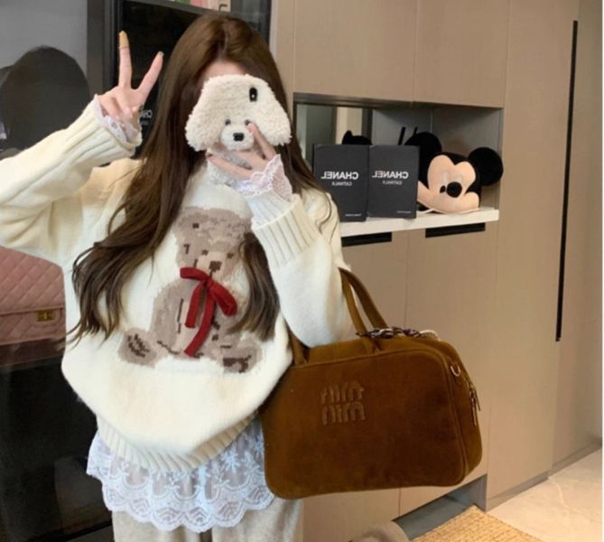 立體蝴蝶結小熊針織衫 立體蝴蝶結小熊針織衫