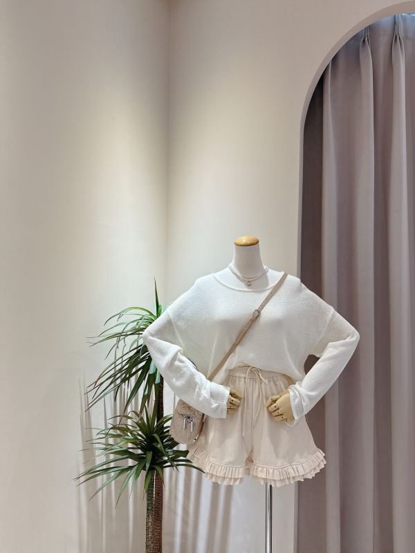 燈芯絨荷葉擺抽繩短褲 燈芯絨荷葉擺抽繩短褲