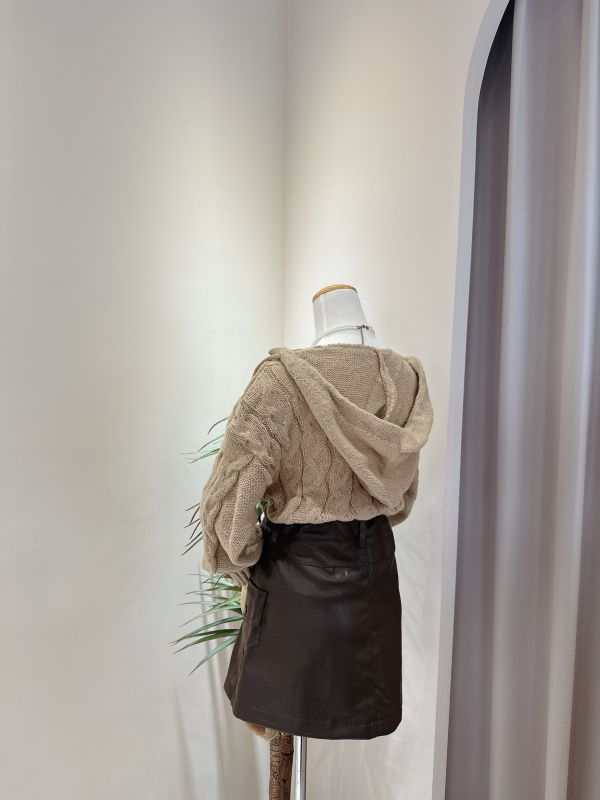 粗麻花連帽針織毛衣 粗麻花連帽針織毛衣