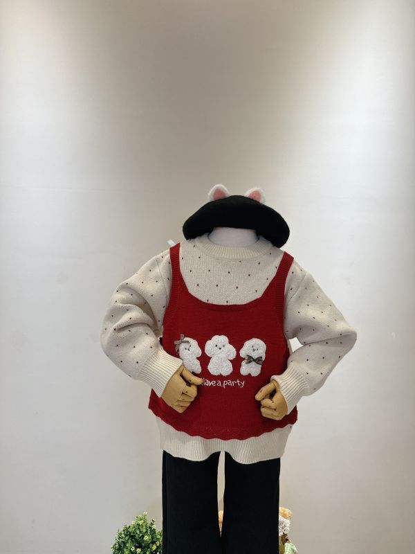 背心小狗針織兩件套(套裝) 背心小狗針織三件套(套裝)