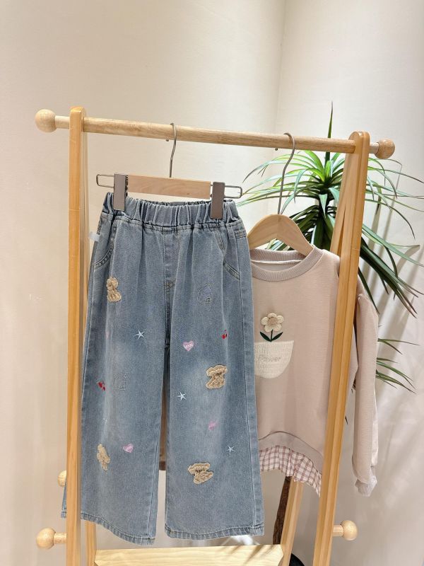 立體狗狗刷毛牛仔褲 立體狗狗刷毛牛仔褲