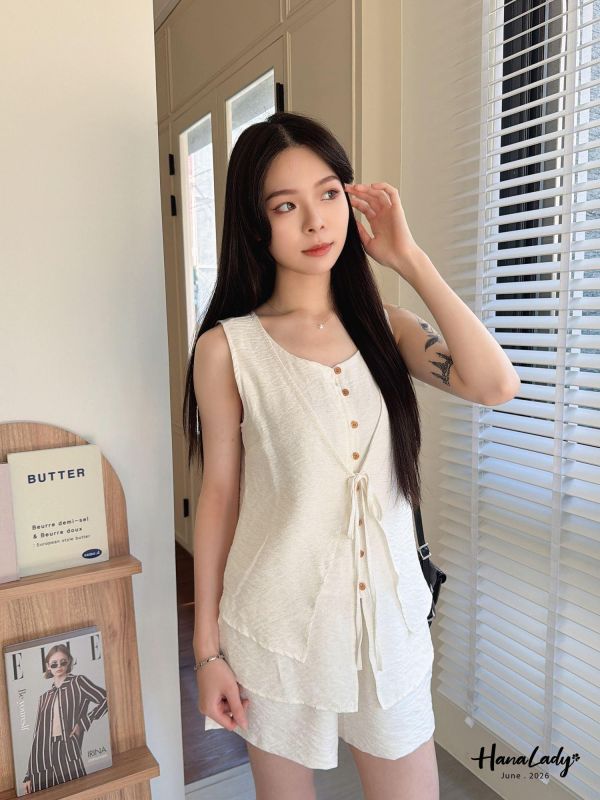 LLA25 好舒服綁結排釦套裝 