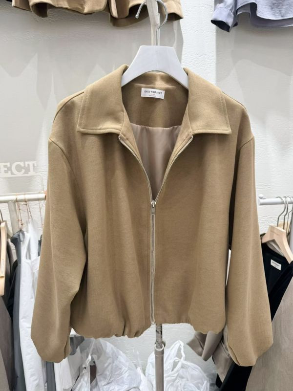 WQB24 極細棉絨感拉鍊翻領外套 