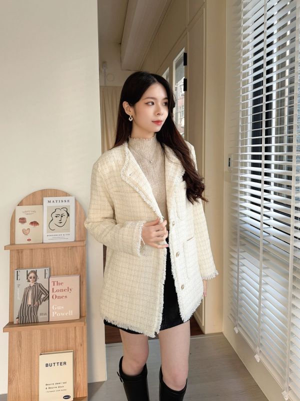 WQA35 超質感金蔥鬚邊小香風外 