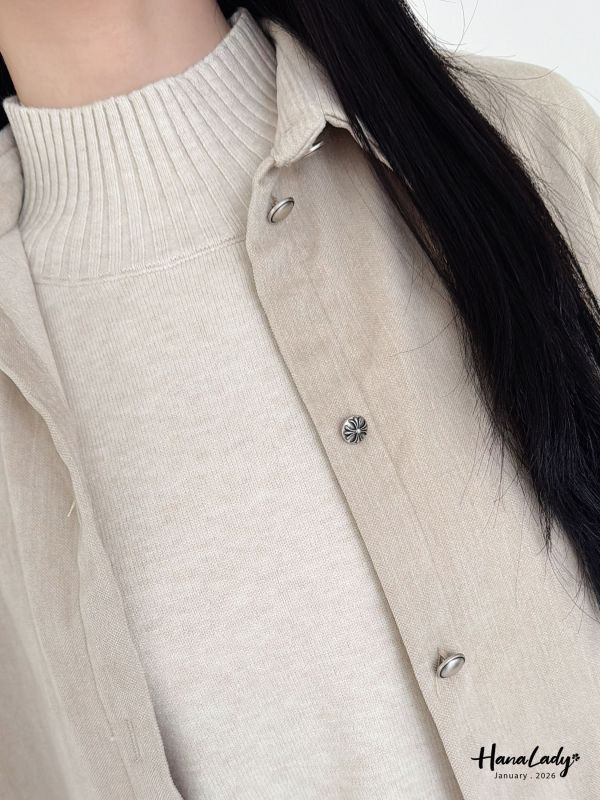 LEA39 高質感克羅心釦絨布襯衫 