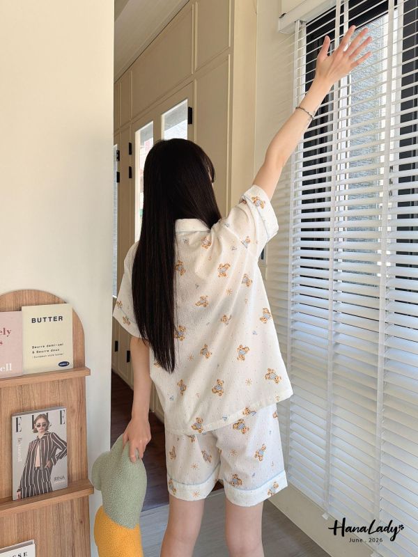 LLA72 可愛小波點熊熊睡衣 