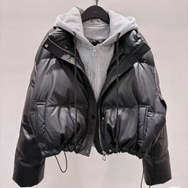 WQA81 休閒連帽假兩件麵包外套 