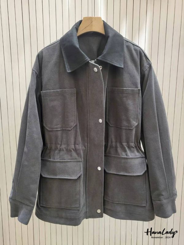 FJA83 率性麂皮領絨布舖棉外 