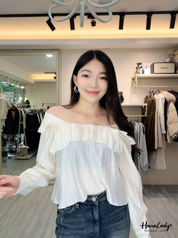 WJA57 微美荷葉方領上衣 