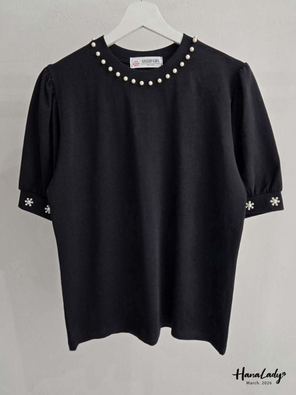 LSA30 珍珠小花袖棉T 