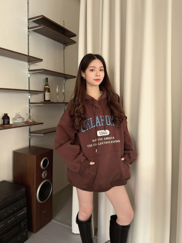 WQA17 刺繡1866字母內刷絨帽T 