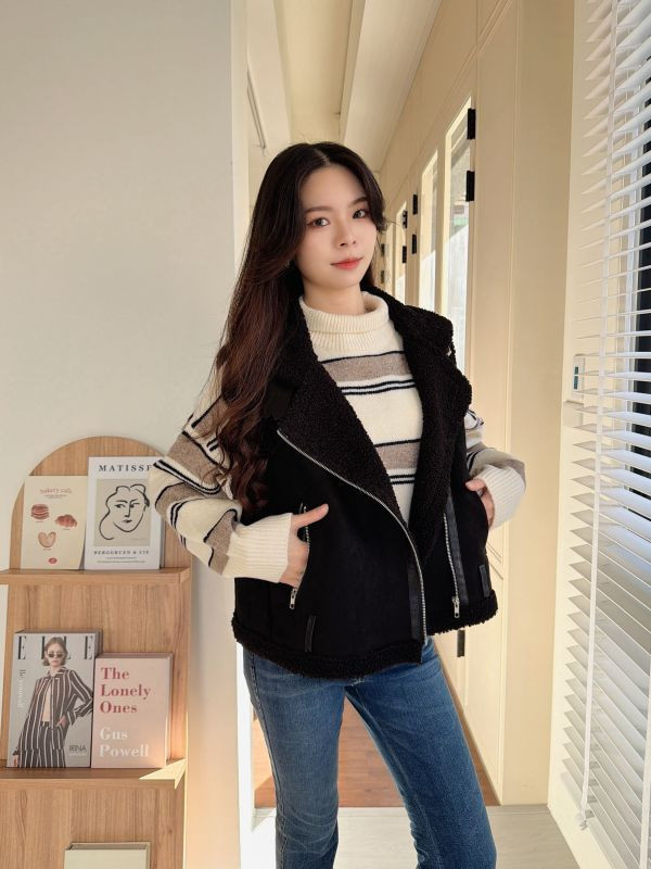 WQB28 麂皮內羊羔毛翻領背心 