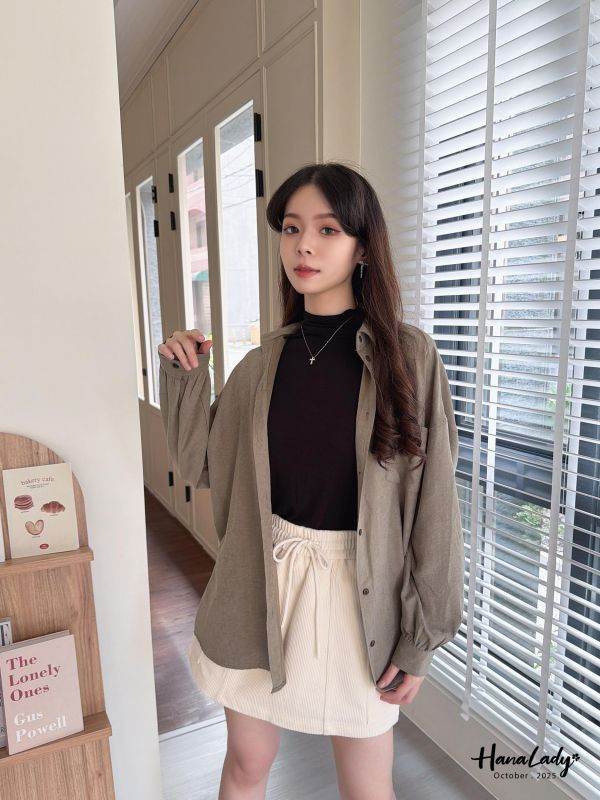 WTA78 簡約附腰帶長版蜜桃絨衫 