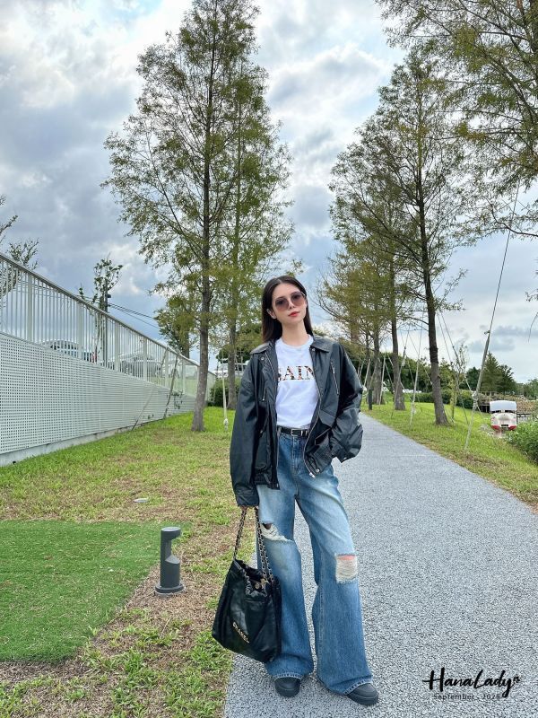 WKA70 超高回頭率刷破鉚釘寬褲 