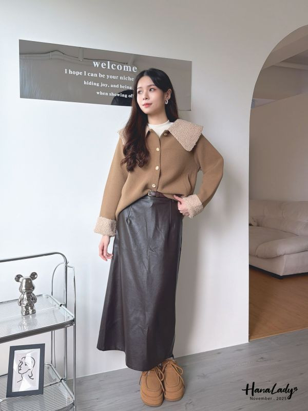 WJA16 韓系親膚絨毛領金釦外 