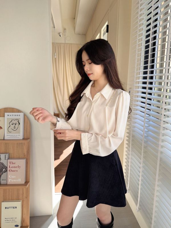 WQA06 金蔥麻花波浪雪紡上衣 