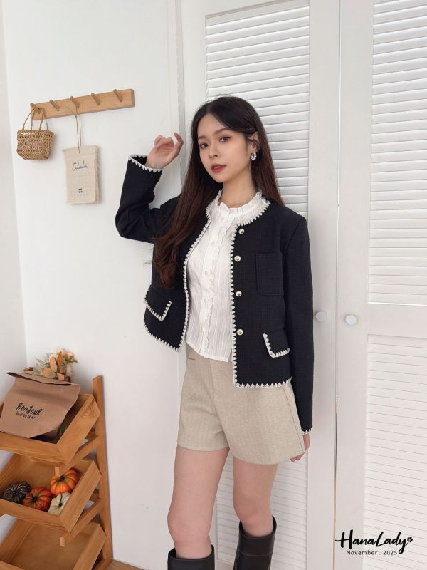 WJA54 日系花邊領抓摺上衣 