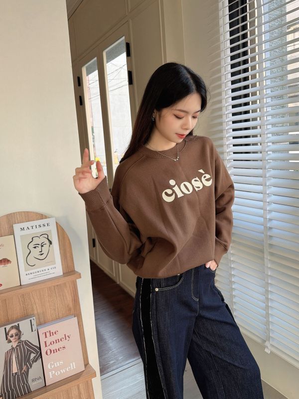 WQA75 麂皮字母內刷毛T恤 