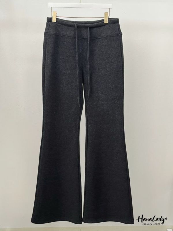 LEB10 暖呼呼微厚棉絨休閒喇叭褲 