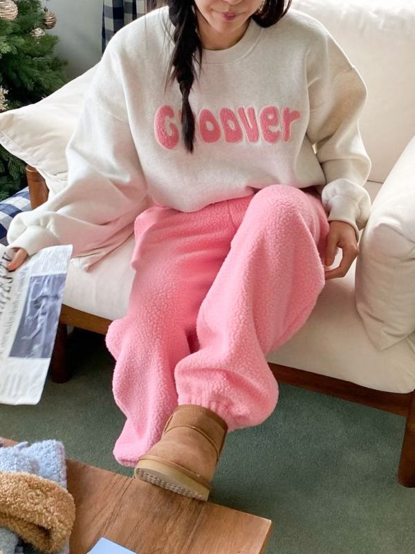 WQA02 配色羊羔毛字母刷毛T 