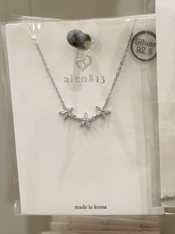 WQB50 純銀細鑽小花項鍊 