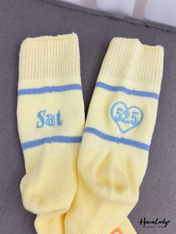 WJB31 刺繡珊瑚絨拼接棉襪 