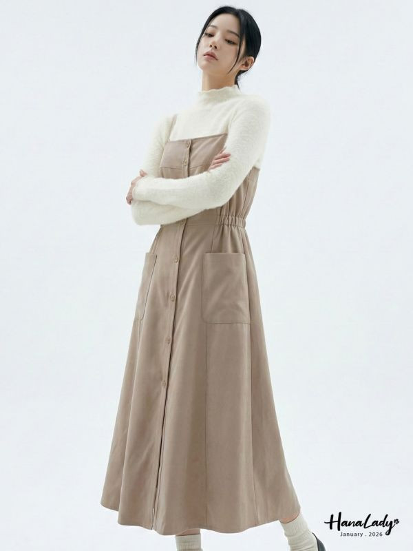 LEA87 休閒氣質兼具蜜桃絨洋裝 