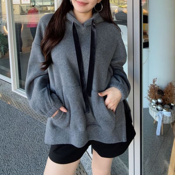 WQB21 超暖呼側開衩棉絨帽T 