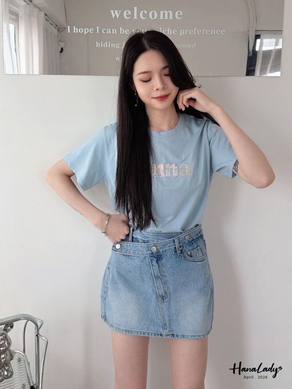 LFA27 毛呢燙銀涼感親膚棉T 