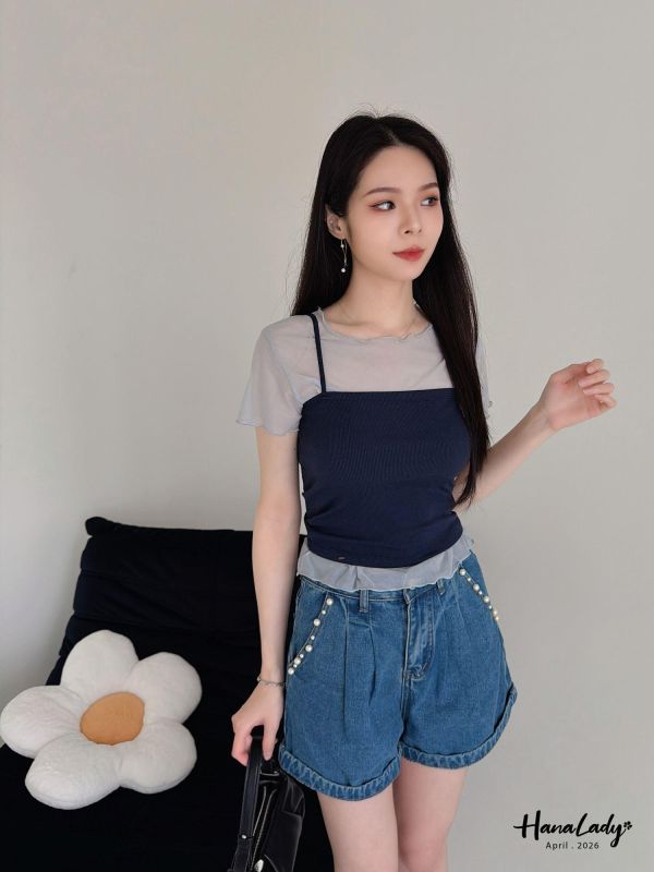 LFA44 兩件式甜美針織紗上衣 