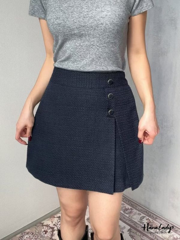 LEB07 精緻小香風開衩設計褲裙 