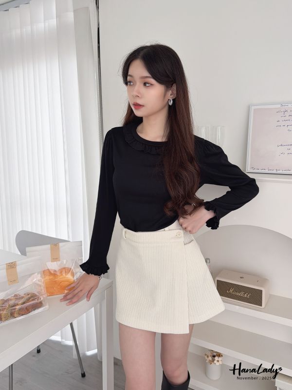 WJA06 燈心絨不規則片裙褲 