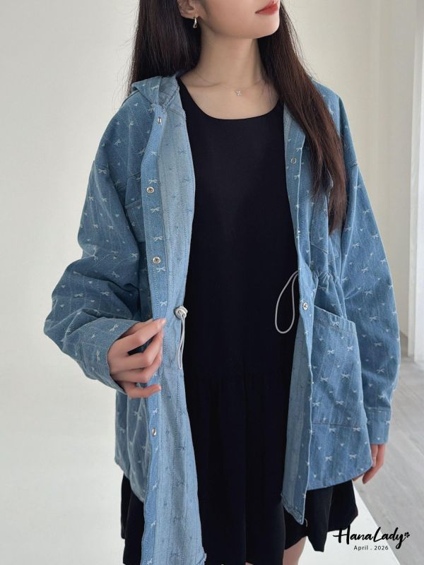 LFA41 俏皮刺繡蝴蝶結愛心丹寧外 