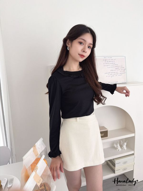 WJA30 簡約日系花邊領上衣 