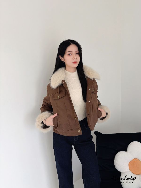 LEA02 英倫風麂皮鋪棉外毛可拆 