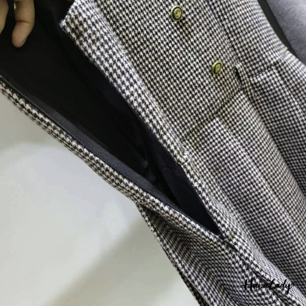 FEA31 復古上衣格紋背心短洋SET 