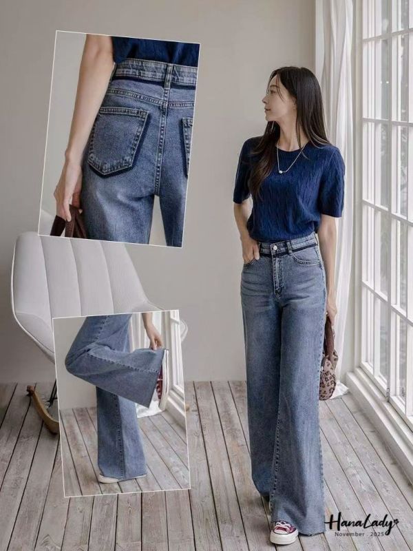 WJA32 造型深邊直筒丹寧褲 