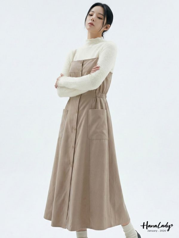 LEA87 休閒氣質兼具蜜桃絨洋裝 