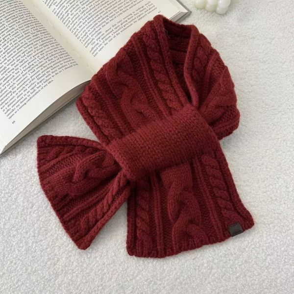 WQB39 麻花編織交叉圍巾 