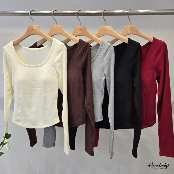 LEA95 親膚針織內磨毛U領上衣 