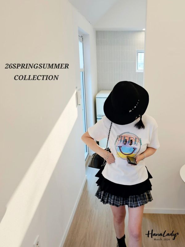 LSA37 刺繡彩虹微笑貼布T 